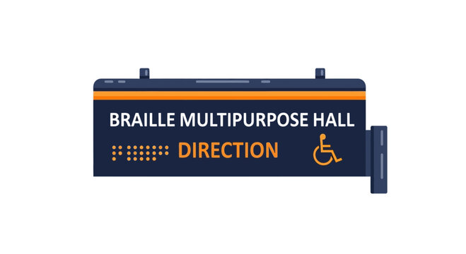 Braille Multipurpose Hall Sign Indicating Direction for People with Disabilities