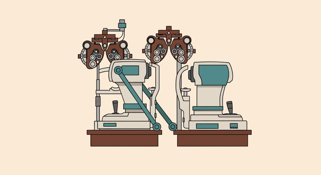 Clinical Visual Acuity Assessment Instruments Depicted In Vector Illustration Design