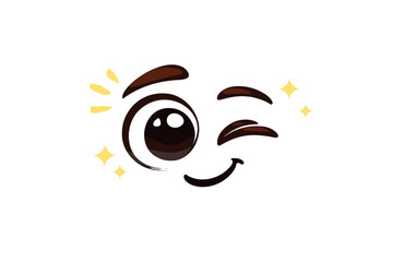 Obraz premium Smiling wink emoji with sparkle elements for use in texts and social