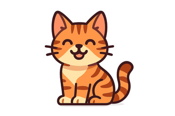 Obraz premium Cute orange cat sitting happily on a white background with a playful