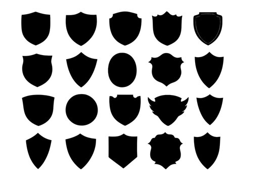 Various shield shapes arranged in a grid pattern showing a collection