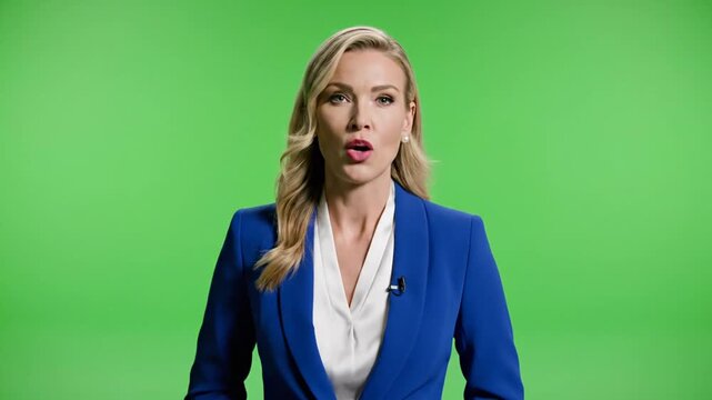 Female News Correspondent Green Screen
