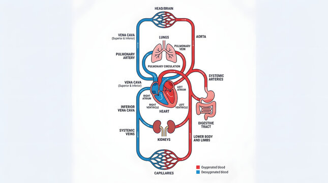Human circulatory system diagram showing blood flow