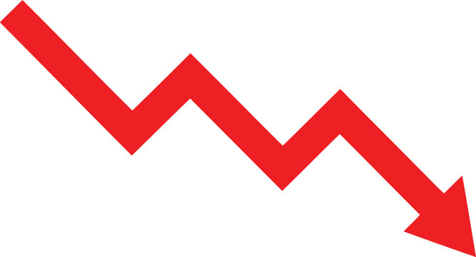 A downward zigzag arrow indicating a decline or reduction in value or performance Vector