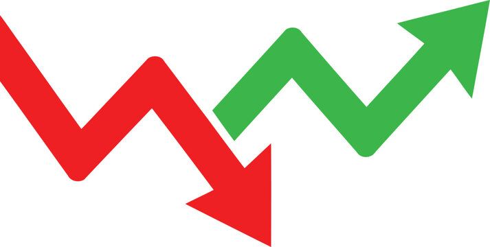 Graphic illustration of a volatile market turning into a positive upward trend Vector