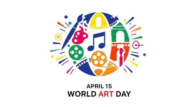 Vibrant World Art Day celebration with creative symbols