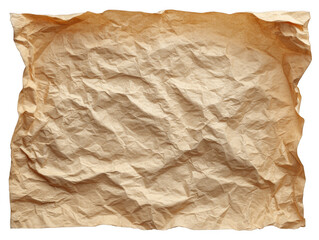 Obraz premium Crumpled brown paper texture with creases and folds isolated on transparent background