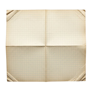 A folded piece of graph paper with a grid pattern and creases.