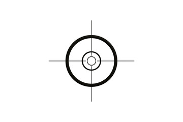 Black target with a crosshair on a white background for aiming, accurate hitting, shooting, targeting