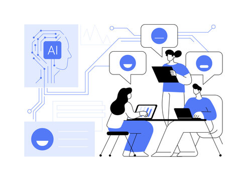 Team Sentiment Analysis Tools abstract concept vector illustration.
