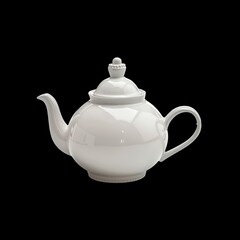 Obraz premium White ceramic teapot, isolated on white background, realistic