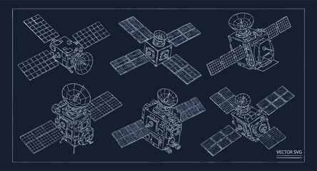 Satellite Engineering Blueprint and Technical Design Schematics © rofikgraph24