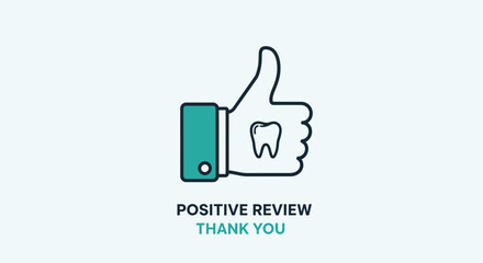 Obraz premium Dental Health Positive Feedback Symbol With Thumb Up And Tooth Icon Design