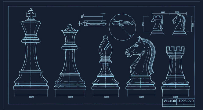 Chess Piece Engineering Blueprint and Technical Design Schematic