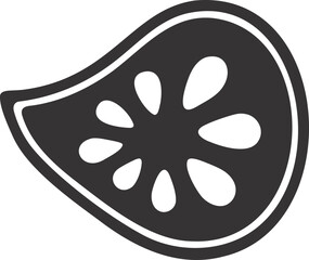 Fototapeta premium Black and White Icon of a Slice of Fruit or Vegetable