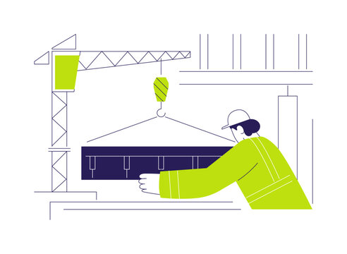 Lifting steel beams abstract concept vector illustration.