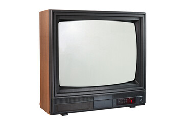Old television isolated on white background. Retro technology concept.