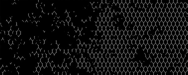 Abstract net grid pattern in monochrome black and white with grunge overlay, ideal for banners and posters. © Pandawa