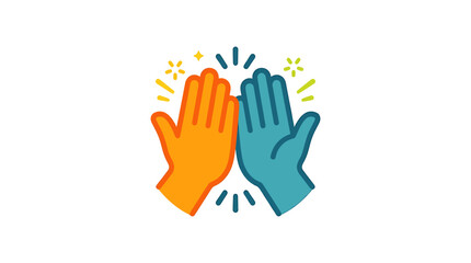 Obraz premium Energetic high five icon showcasing successful collaboration and vibrant teamwork, symbolizing joint achievement, celebration, and positive partnership