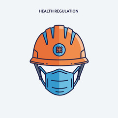 Fototapeta premium Depiction Of Healthcare Regulations Illustrating Safety Measures For Construction Workers Protection