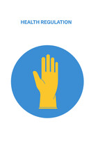 Fototapeta premium Depiction Of Hygiene And Safety Guidelines With Yellow Hand In Blue Circle For Health Awareness