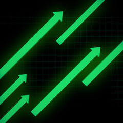 Green arrows illustrating business growth and positive progress