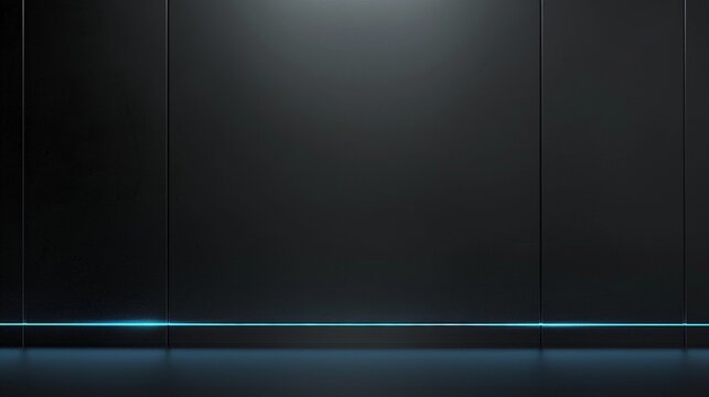 Minimalistischer futuristischer Hintergrund mit blauer Lichtlinie vor dunkler Wand