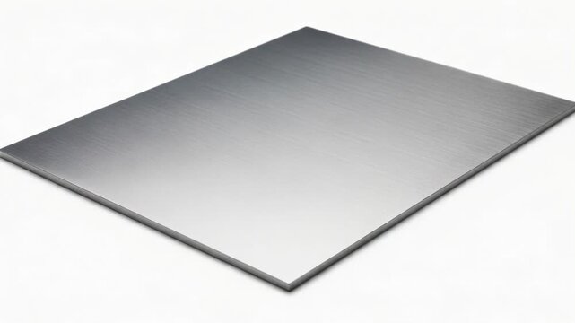 A shiny, silver, square metal plate with a brushed finish and subtle shadows