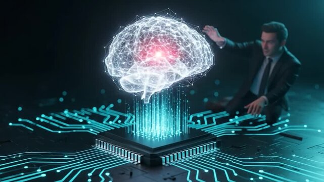 Innovation and Intellect: An image that shows a man and brain, as if a representation of intellect and the fusion of innovation and human thought.