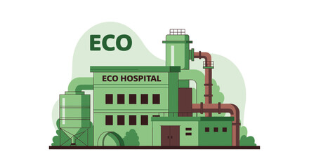Naklejka premium Eco-Friendly Hospital Building Illustrating Green Energy And Sustainable Practices