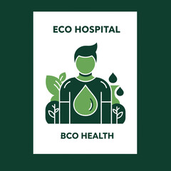 Eco-Friendly Hospital Icon Design Depicting Health and Environmental Wellbeing in a Modern Style