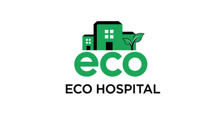 Eco-Friendly Hospital Logo Depicting Green Building and Sustainable Healthcare Symbolism