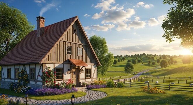 House in nature landscape