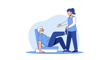 Elderly Patient Undertaking Therapeutic Exercises With Physical Therapist Support