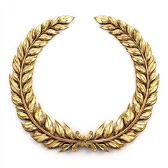 Golden laurel wreath award symbol on white background