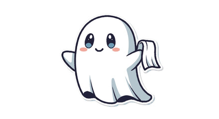 Fototapeta premium Cartoon ghost holding a sheet isolated on white background vector illustration