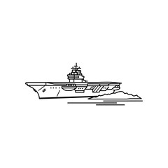 Aircraft Carrier Ship Illustration Side View. © andika