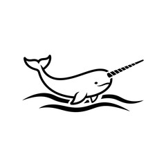 Black and white narwhal sea creature. © MUHRODIN