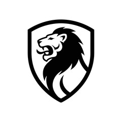 Lion Head in Black Shield Emblem. © MUHRODIN