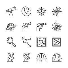 Telescope Astronomy Stargazing Illustration Set. © MUHRODIN