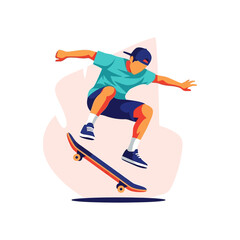 Young man performing skateboard trick with style and skill © AHMAD