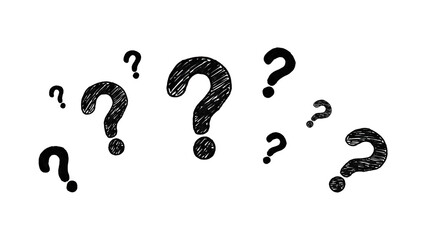 Collection of Hand-Drawn Black Question Marks Isolated on Transparent Background  © Design By Mehedi