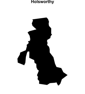 Holsworthy (England) blank outline map