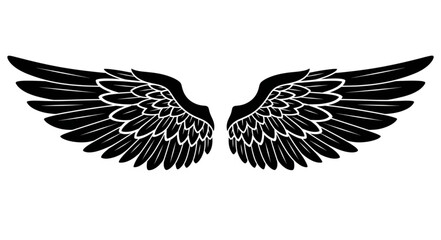 Fototapeta premium Pair of Black Angel Wings Illustration Isolated on White.