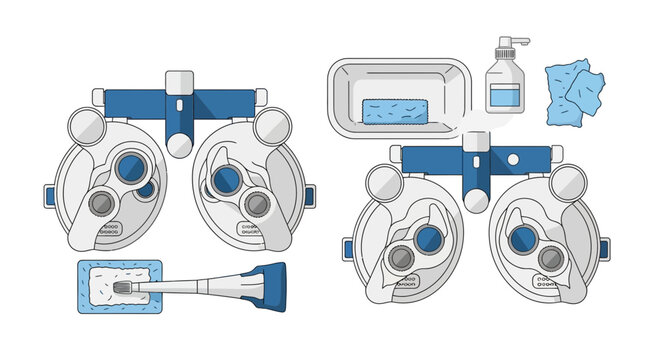 Eye Examination Equipment and Supplies Illustration for Vision Health And Eyecare Practices