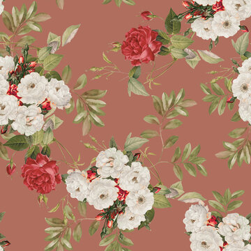 Fashion Seamless Pattern. Floral Pattern. Botanical flowers colorful 