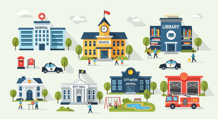Naklejka premium City Community Buildings