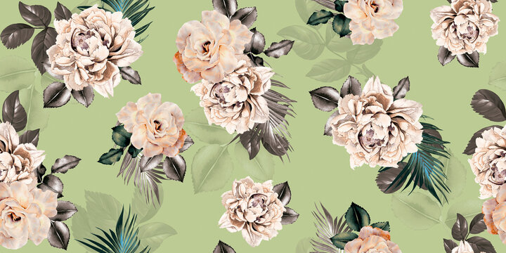 Fashion Seamless Pattern. Floral Pattern. Botanical flowers colorful 