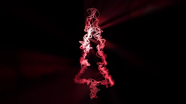 Abstract Glowing Red Christmas Tree with Radiant Light Rays in Seamless Loop.
A stylized, artistic Christmas tree rendered as a loose, glowing red outline made of energetic, tangled lines.