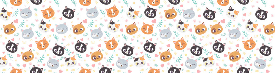 Fototapeta premium Seamless Pattern of Cute Baby Animals for Kids Apparel
